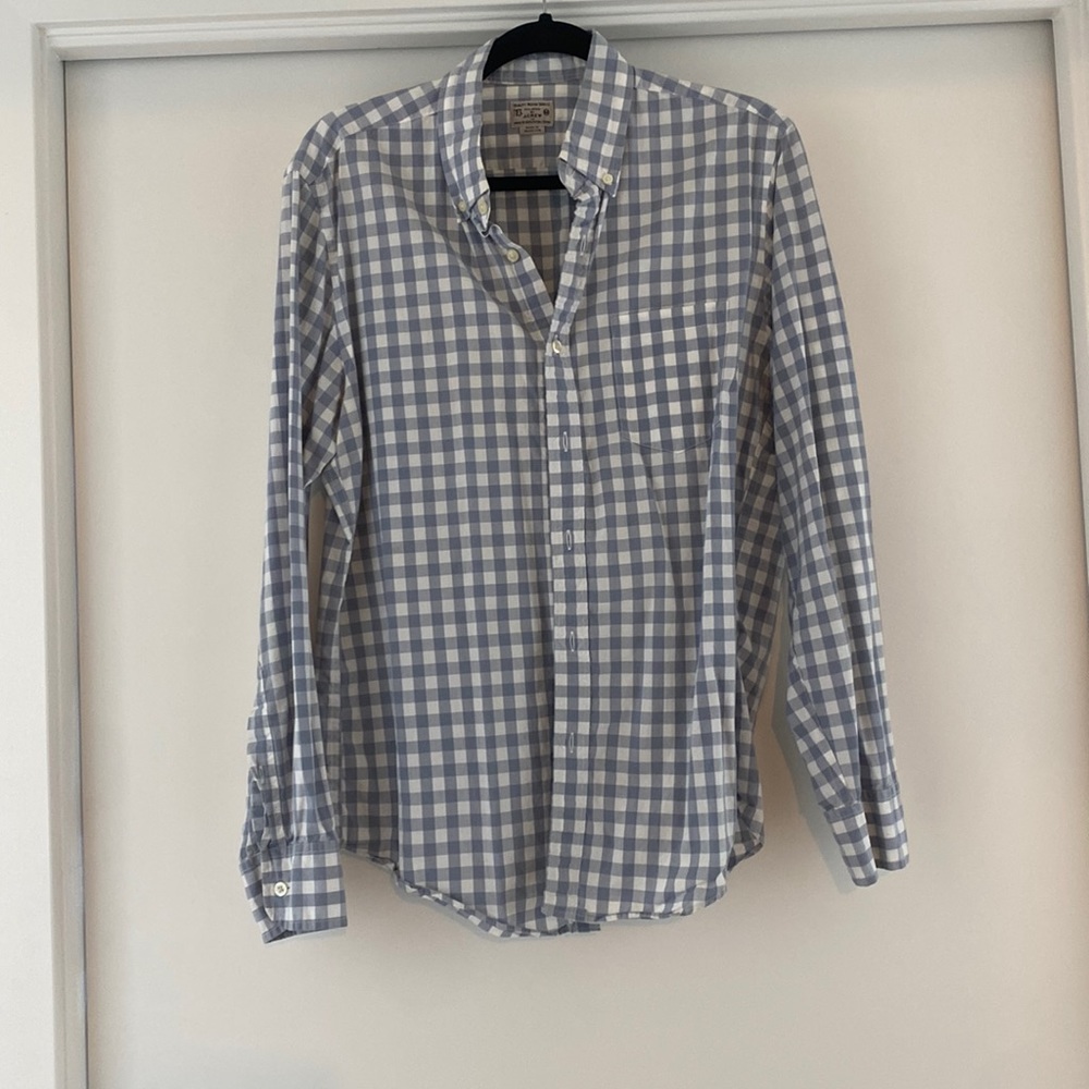 Slate blue gingham shirt